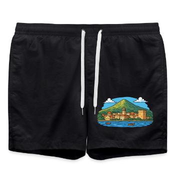 rhodos-insel - Badeshorts - Schwarz - Vorne - AI Model Male 185 light (185cm)