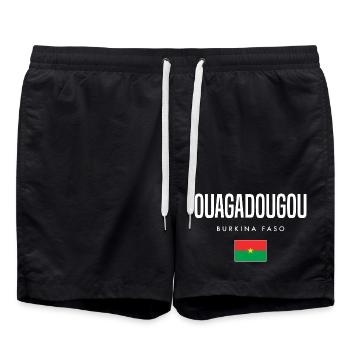 Ouagadougou, Burkina Faso - Short de bain - noir - Devant - AI Model Male 185 light (185cm)