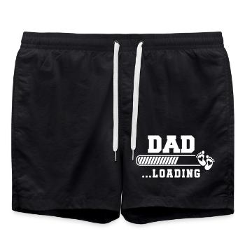 Father Child Bonding Baby Footprint Design - Swim Trunks - black - Front - AI Model Male 185 light (185cm)