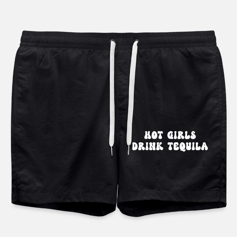 Humour Apéro Filles Boivent Tequila - Short de bain - noir