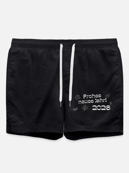 Godt nytår 2026 sølv tekst dekorativ - Badeshorts - sort