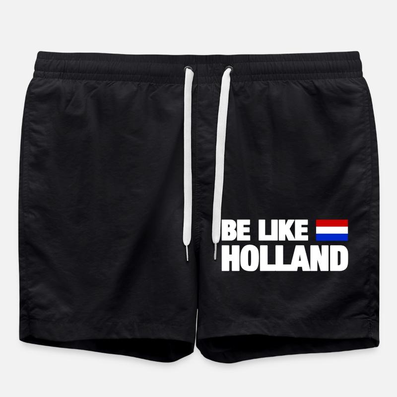 Holland Flag Design Motif - Swim Trunks - black