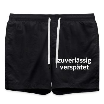 zuverlässig verspätet immer zu spät Verspätung - Badeshorts - Schwarz - Vorne - AI Model Male 185 light (185cm)