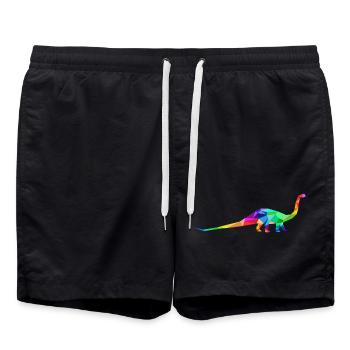 Dinosaure coloré à long cou fait de polygones - Short de bain - noir - Devant - AI Model Male 185 light (185cm)