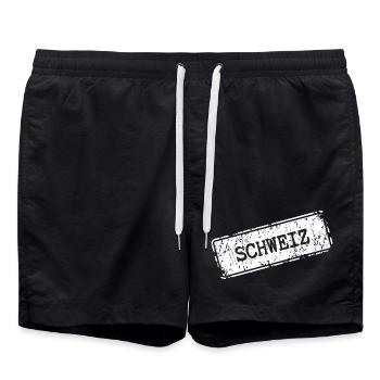 Schweiz Stempel Design - Badeshorts - Schwarz - Vorne - AI Model Male 185 light (185cm)