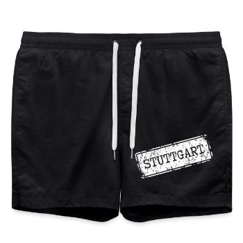 Stuttgart Urban Street Art Design - Swim Trunks - black - Front - AI Model Male 185 light (185cm)