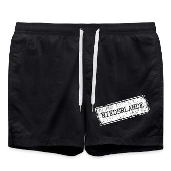 Niederlande Reise-Motiv in Vintage-Optik - Badeshorts - Schwarz - Vorne - AI Model Male 185 light (185cm)