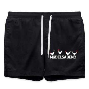 Lustige Hühner Illustration Mädelsabend - Badeshorts - Schwarz - Vorne - AI Model Male 185 light (185cm)