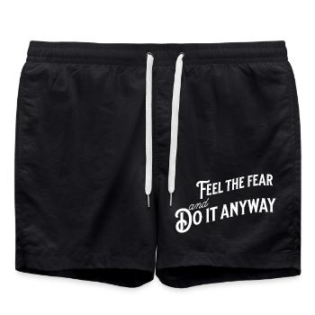 Motivierendes Zitat im weißen Retro-Stil - Badeshorts - Schwarz - Vorne - AI Model Male 185 light (185cm)