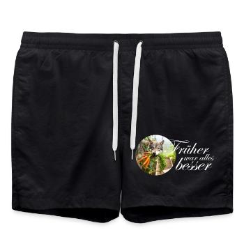 Dog Wolf with Carrots Saying Design Funny Down - Swim Trunks - black - Front - AI Model Male 185 light (185cm)