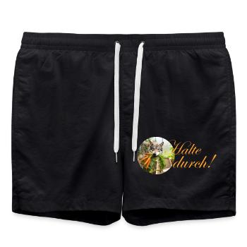 durchhalten kreativ sein Hund mit Karotte im Maul  - Badeshorts - Schwarz - Vorne - AI Model Male 185 light (185cm)