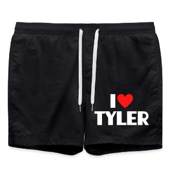 J'adore Tyler Red Heart, fan du nom romantique - Short de bain - noir - Devant - AI Model Male 185 light (185cm)