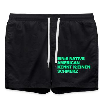 SATIRE WOKE : Un Indien ne connaît pas la douleur - Short de bain - noir - Devant - AI Model Male 185 light (185cm)