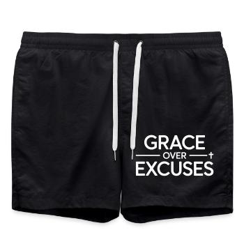 La grâce chrétienne sur les excuses de la foi croisée - Short de bain - noir - Devant - AI Model Male 185 light (185cm)