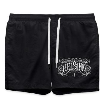 Helsinki Heavy Metal Headbanger Typography - Swim Trunks - black - Front - AI Model Male 185 light (185cm)