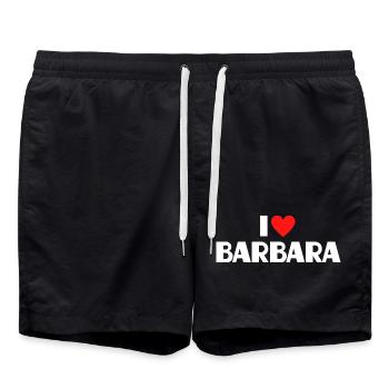 I love Barbara Rotes Herz Romantischer Name Fan - Badeshorts - Schwarz - Vorne - AI Model Male 185 light (185cm)