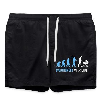 Werdender Vater EVOLUTION DER VATERSCHAFT Lustig - Badeshorts - Schwarz - Vorne - AI Model Male 185 light (185cm)