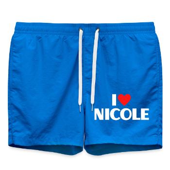 I love Nicole Red Heart Romantic Name Fan - Swim Trunks - cobalt blue - Front