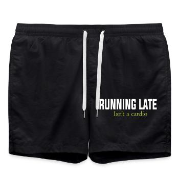 RUNNING LATE IS NOT A CARDIO - Short de bain - noir - Devant - AI Model Male 185 light (185cm)