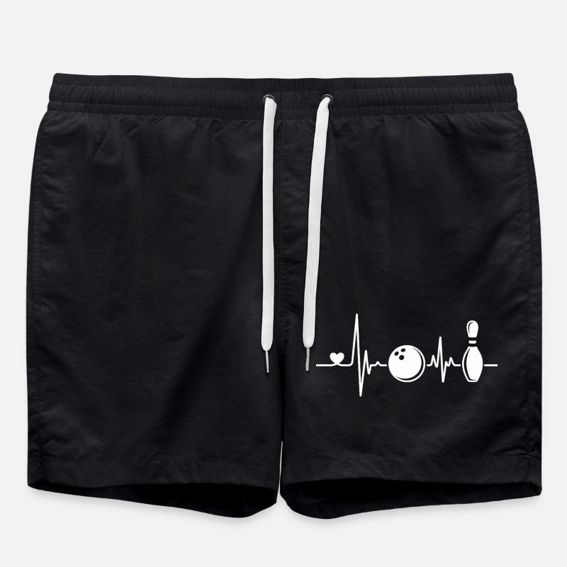 Bowling Herzschlag Design - Badeshorts - Schwarz