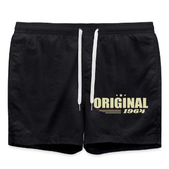 61. Geburtstag 61 Jahre Original 1964 - Badeshorts - Schwarz - Vorne - AI Model Male 185 light (185cm)