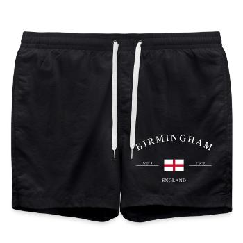 Birmingham England – Holiday Souvenir &amp; Gift - Swim Trunks - black - Front - AI Model Male 185 light (185cm)