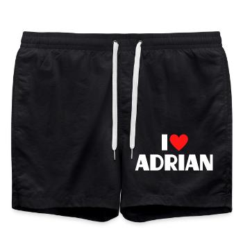 I love Adrian Red Heart Romantic Name Fan - Swim Trunks - black - Front - AI Model Male 185 light (185cm)