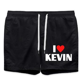 I love Kevin Rotes Herz Romantischer Name Fan - Badeshorts - Schwarz - Vorne - AI Model Male 185 light (185cm)
