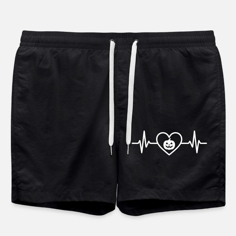 Halloween Pumpkin Heart - Swim Trunks - black