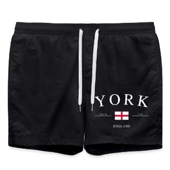 York, Angleterre – Souvenir et cadeau des Fêtes - Short de bain - noir - Devant - AI Model Male 185 light (185cm)
