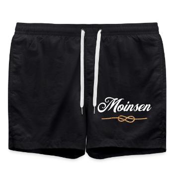 "Moinsen" - Tau-Edition - Badeshorts - Schwarz - Vorne - AI Model Male 185 light (185cm)
