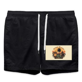 Café Marocain Lounge Vintage - Short de bain - noir - Devant - AI Model Male 185 light (185cm)
