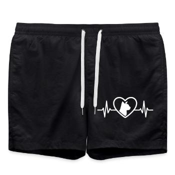 Herz Katze - Badeshorts - Schwarz - Vorne - AI Model Male 185 light (185cm)