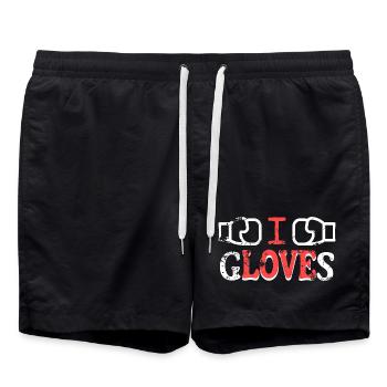 Ich liebe Handschuhe Illustration Design - Badeshorts - Schwarz - Vorne - AI Model Male 185 light (185cm)