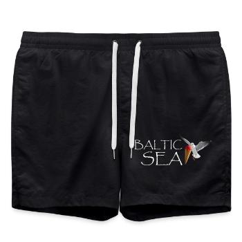 Baltic Sea Ostsee lustige Möwe maritim - Badeshorts - Schwarz - Vorne - AI Model Male 185 light (185cm)
