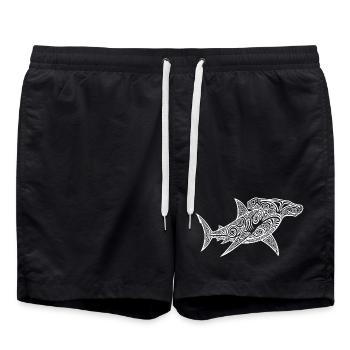 Hammerhead Shark Maori Diving Design - Swim Trunks - black - Front - AI Model Male 185 light (185cm)