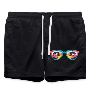 Sunset Palms Sunglasses  - Swim Trunks - black - Front - AI Model Male 185 light (185cm)