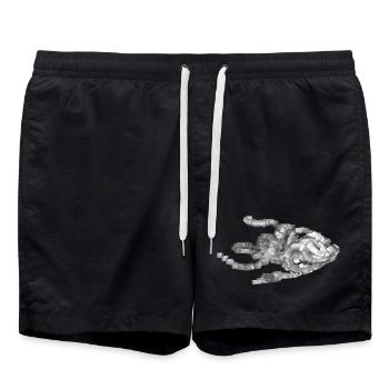 Futuristische Geometrische Fisch-Skulptur - Badeshorts - Schwarz - Vorne - AI Model Male 185 light (185cm)