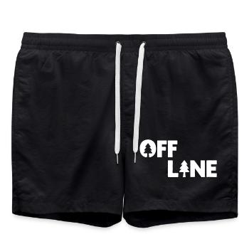 Hors ligne – Motif de dicton Nature, Forêt et Plein Air - Short de bain - noir - Devant - AI Model Male 185 light (185cm)