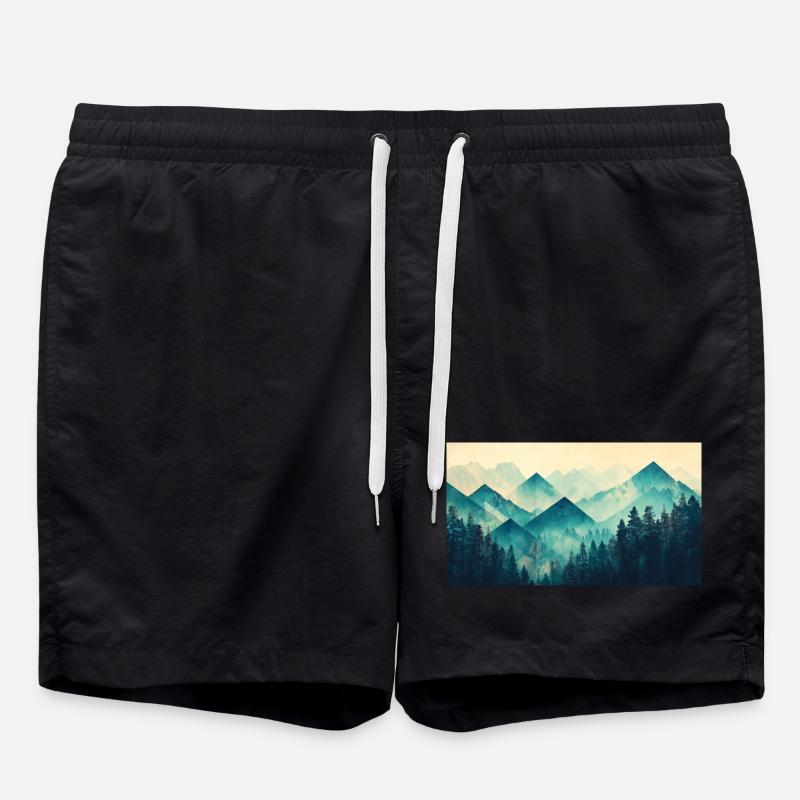forest mountains - Swim Trunks - black