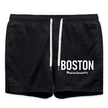 Boston - Massachusetts - USA - Amerika - America - Badeshorts - Schwarz - Vorne - AI Model Male 185 light (185cm)