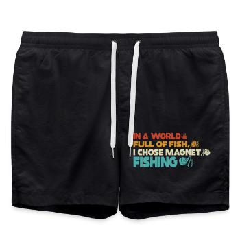 Neodym-Magnet zum Angeln, magnetischer Fischer - Badeshorts - Schwarz - Vorne - AI Model Male 185 light (185cm)