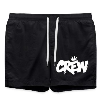 Crew Schriftzug - Badeshorts - Schwarz - Vorne - AI Model Male 185 light (185cm)