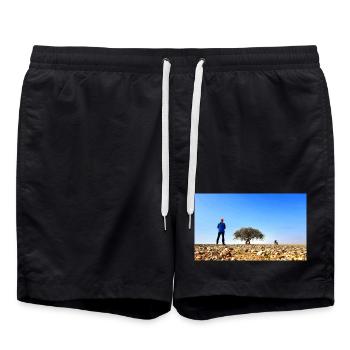 Solitary Explorer with Tree and Bike - Swim Trunks - black - Front - AI Model Male 185 light (185cm)