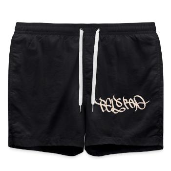 Abstraktes Graffiti-Design mit Belgrad Flair - Badeshorts - Schwarz - Vorne - AI Model Male 185 light (185cm)