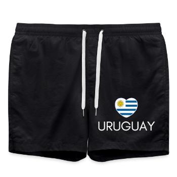 Heart with Uruguay flag, I love Uruguay - Swim Trunks - black - Front - AI Model Male 185 light (185cm)