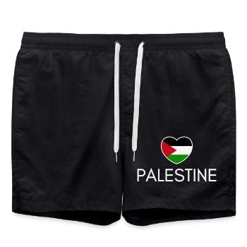 J’aime la Palestine, cœur la Palestine - Short de bain - noir - Devant - AI Model Male 185 light (185cm)