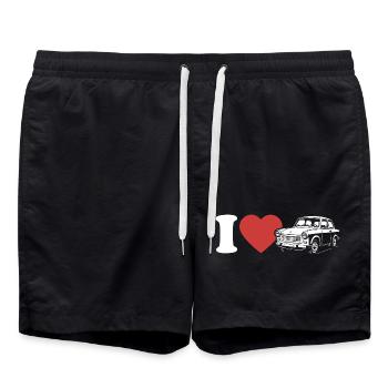 I Love Trabi - Kultauto aus Zwickau - DDR - Badeshorts - Schwarz - Vorne - AI Model Male 185 light (185cm)