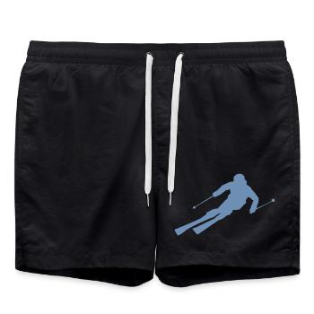 Minimalist Skier Silhouette Winter Sports - Swim Trunks - black - Front - AI Model Male 185 light (185cm)