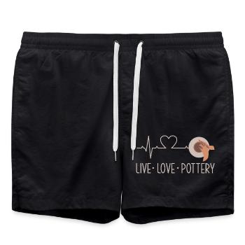 Vivre l’amour poterie Heartbeat Art - Short de bain - noir - Devant - AI Model Male 185 light (185cm)
